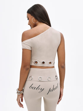 One Shoulder Eyelet Top