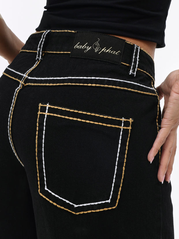 Contrast Logo Baggy Jean