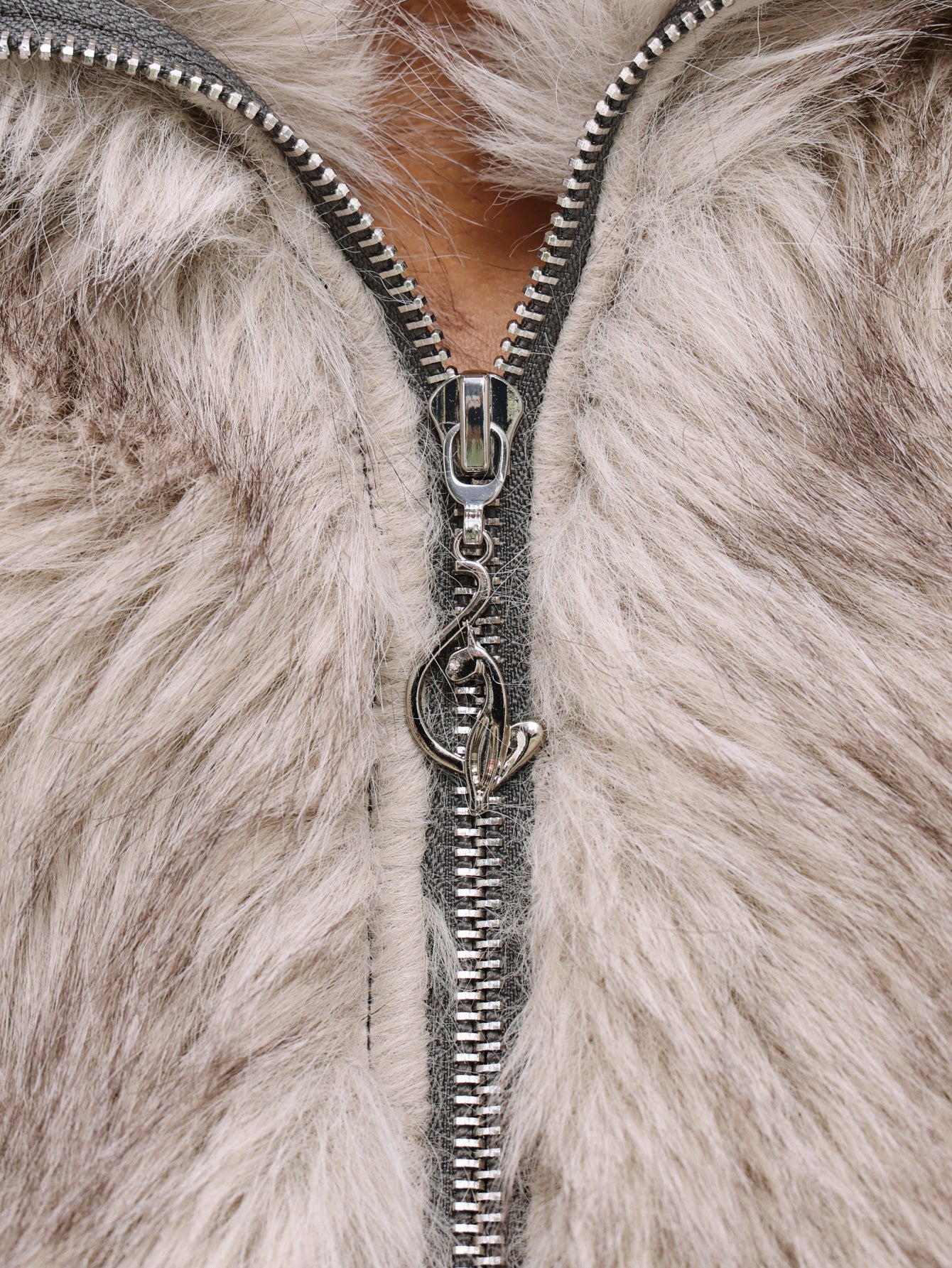 Faux Fur Ribbed Zip Up Jacket in Gray | Baby Phat | Baby Phat