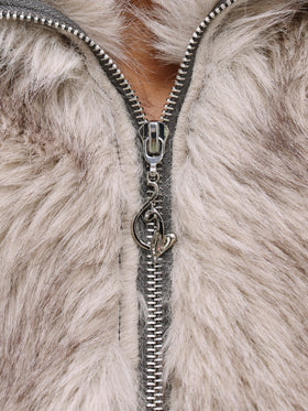 Faux Fur Ribbed Zip Up