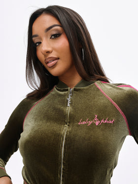 Retro Velour Zip Up Sweatshirt