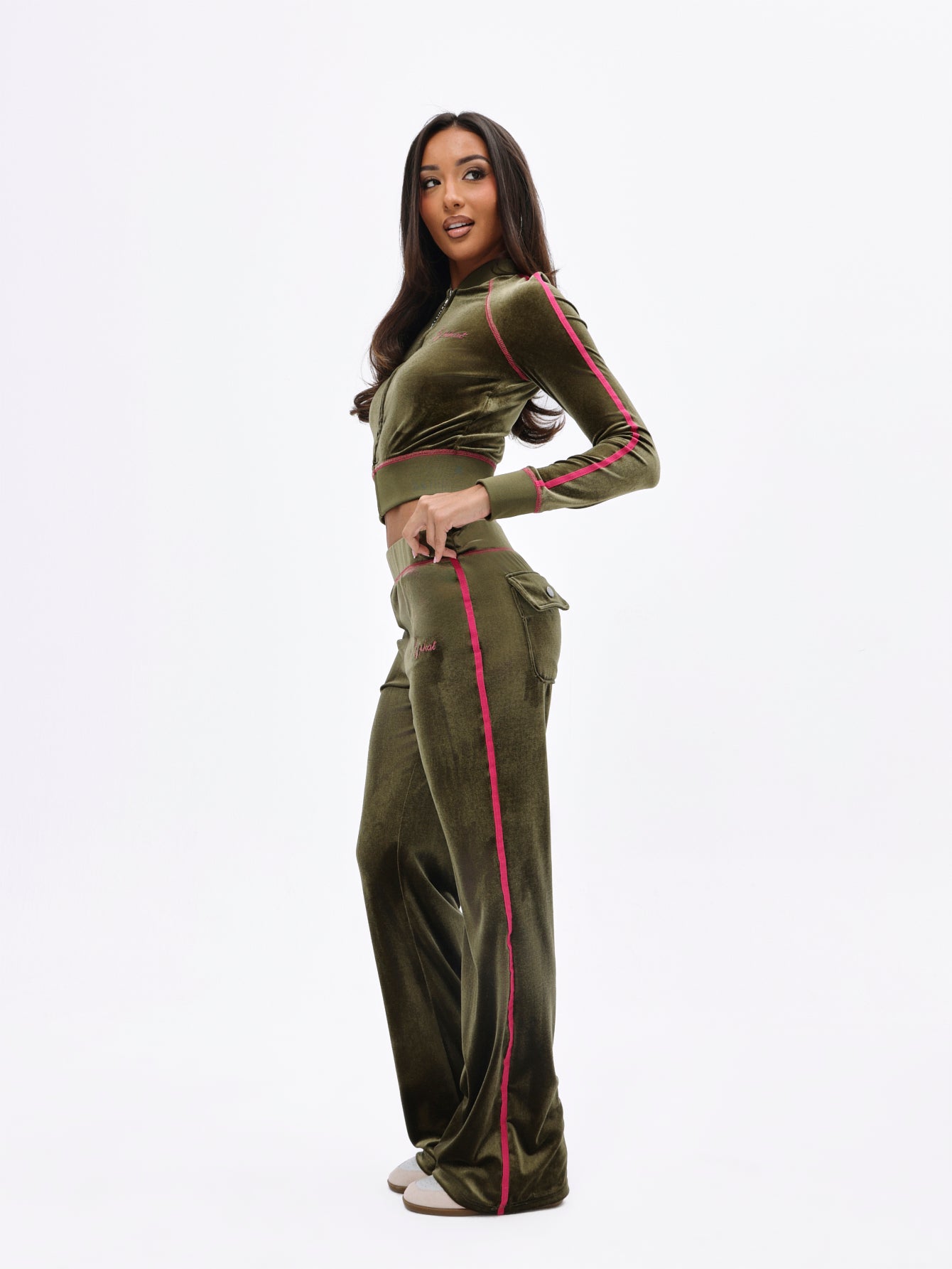 Retro Velour Flare Sweatpant in Olive | Baby Phat | Baby Phat