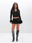 Knit Mini Skirt With Fur Trim