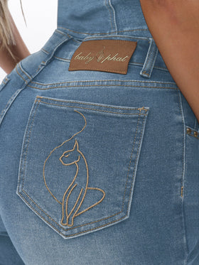 Stretch Denim Capri Jeans With Turn Up Hems