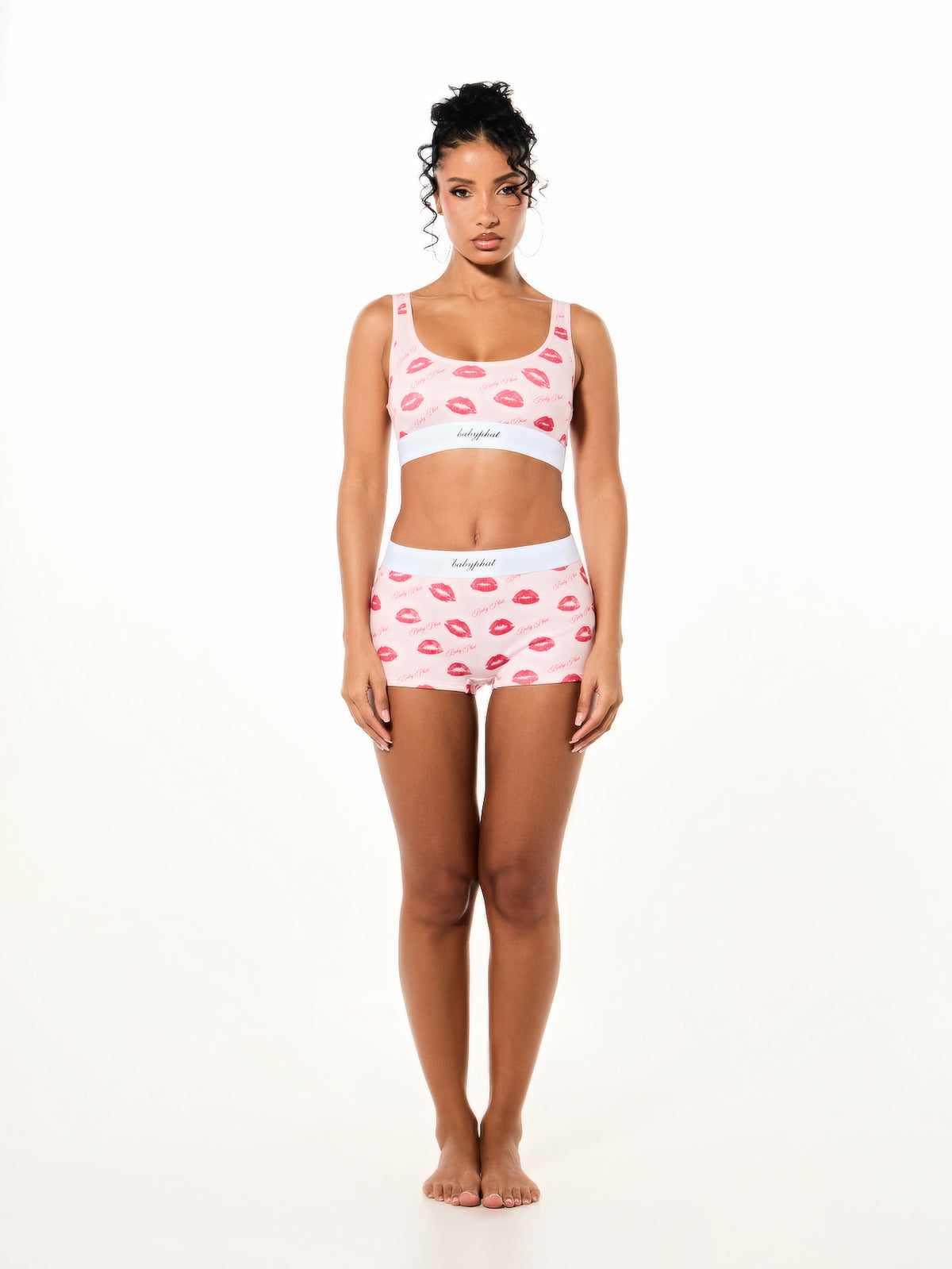 Lip Print Bralette and Shorts Set | Baby Phat
