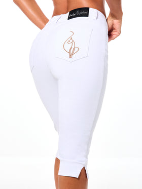 White Stretch Denim Capri