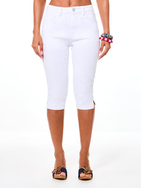 White Stretch Denim Capri