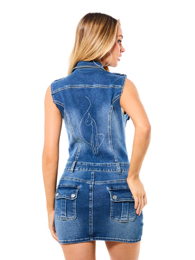 Denim Cargo Mini Dress