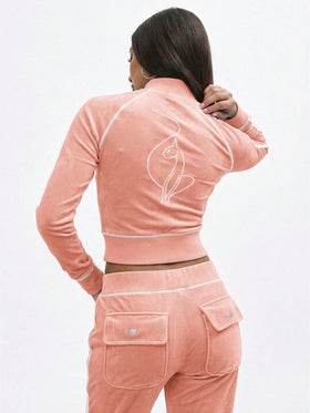 Retro Velour Zip Up Sweatshirt