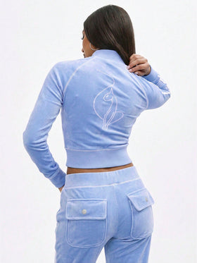 Retro Velour Zip Up Sweatshirt