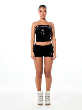 Velour Tube Top with Contrast Stripe