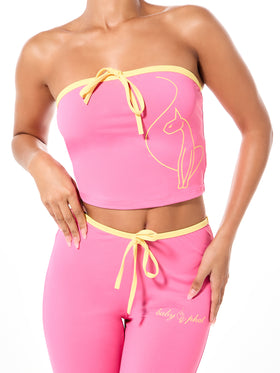 Contrast Tube Top with Bow Detail