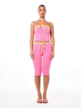 Contrast Tube Top with Bow Detail