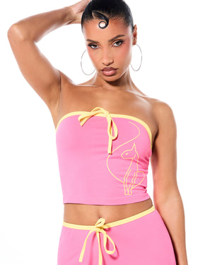 Contrast Tube Top with Bow Detail