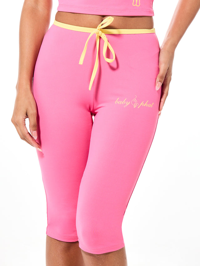 Contrast Capri Leggings with Bow Detail