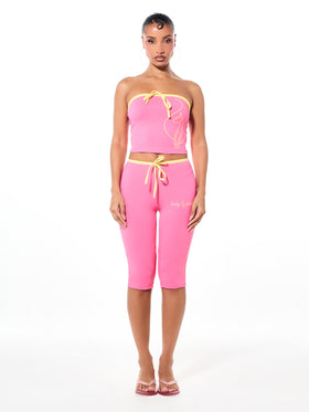 Contrast Capri Leggings with Bow Detail