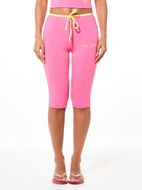 Contrast Capri Leggings with Bow Detail