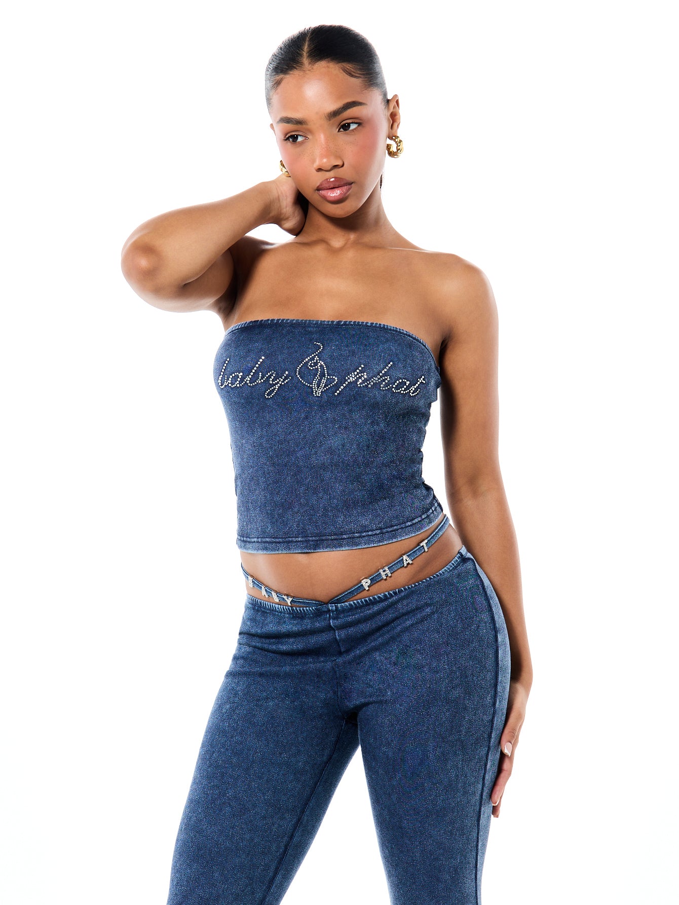 Denim Print Tube Top