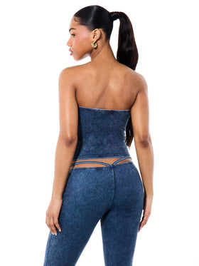 Denim Print Tube Top