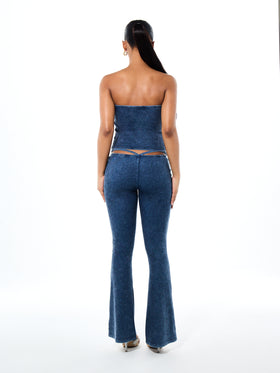 Denim Print Tube Top