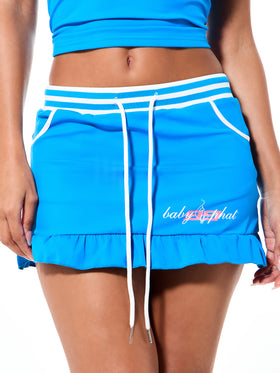 Ruffle Mini Skirt with Striped Waistband