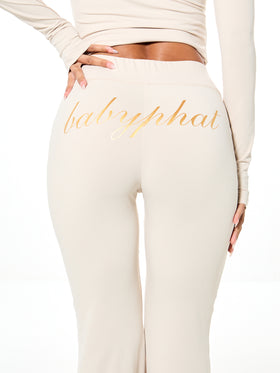 Pull On Flare Leggings with Metallic Logo