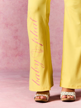 Foldover Flare Leggings with Contrast Waistband