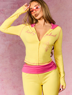 Long Sleeve Hooded Zip Up Top