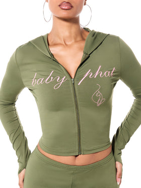 Stretch Jersey Hooded Long Sleeve Zip Up