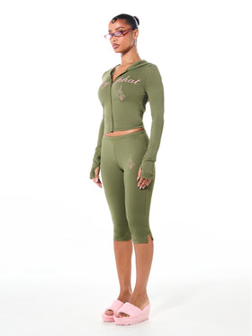 Stretch Jersey Hooded Long Sleeve Zip Up