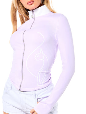 Long Sleeve Zip Up Jersey Top