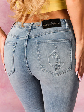Stretch Bootcut Jeans with Rhinestone Trim