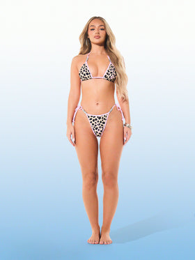Cheetah Print Bikini Bottom with Logo Charms