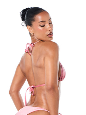 Velour Logo Embossed Triangle Bikini Set