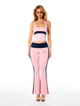Stretch Jersey Halter with Contrast Panel and Crown Logo
