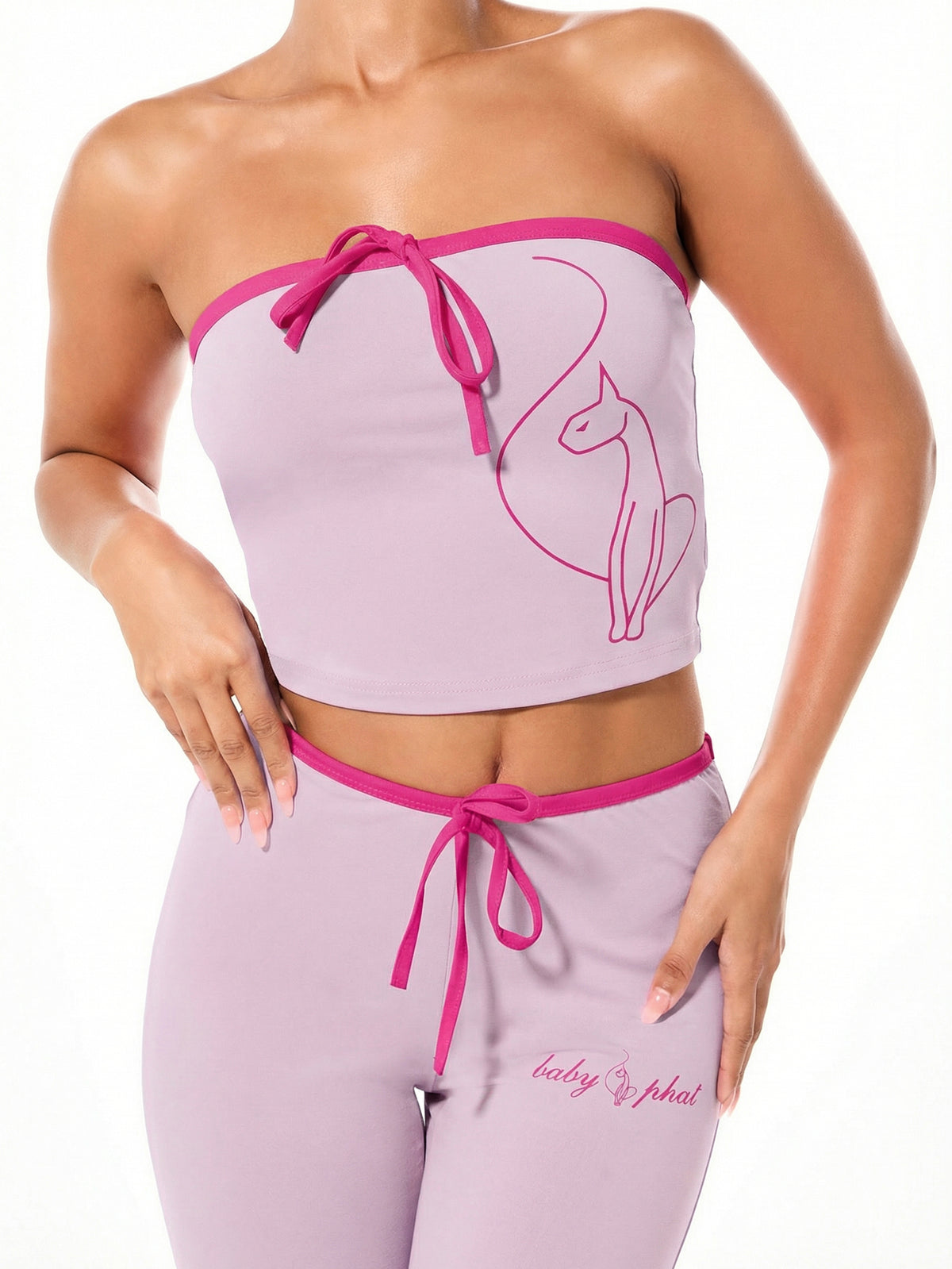 Contrast Tube Top with Bow Detail