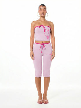 Contrast Tube Top with Bow Detail