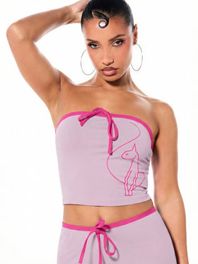 Contrast Tube Top with Bow Detail