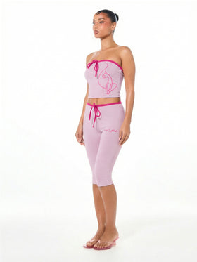 Contrast Tube Top with Bow Detail
