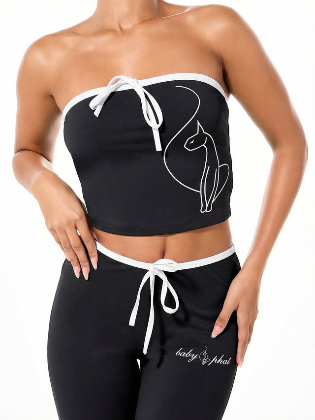 Contrast Tube Top with Bow Detail