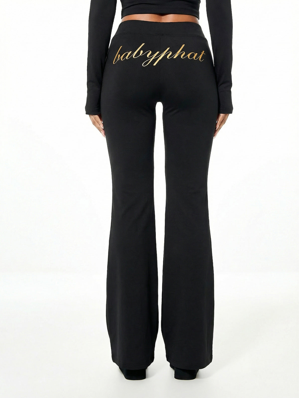 Pull On Flare Leggings with Gold Logo