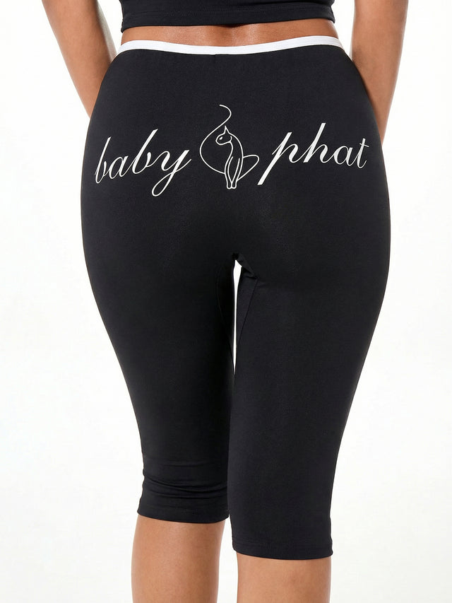 Contrast Capri Leggings with Bow Detail