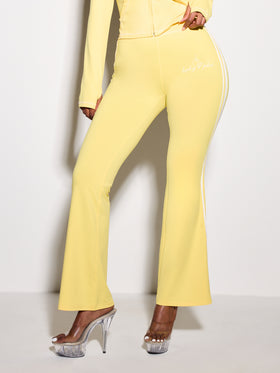 Pull On Flare Leggings with Rhinestones and Side Stripe