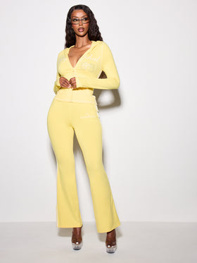 Pull On Flare Leggings with Rhinestones and Side Stripe
