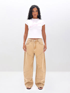 Barrel Jeans with Paneling