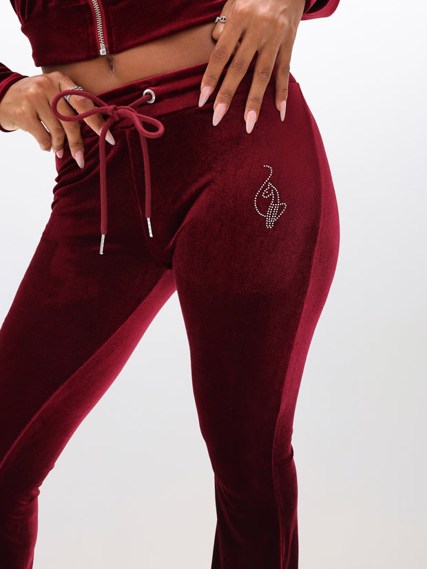 Low Rise Velour Sweatpant with Rhinestones