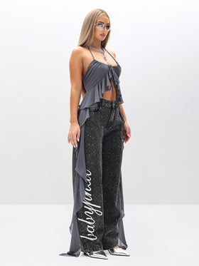 Rhinestone Barrel Jeans