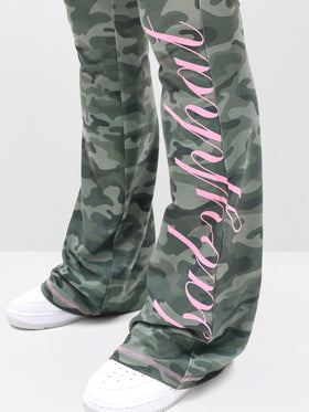 Fold Over Flare Leggings in Camo