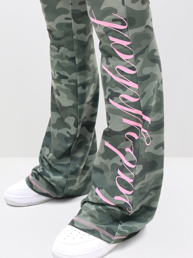 Fold Over Flare Leggings in Camo