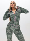Zip Up Hooded Top in Camo